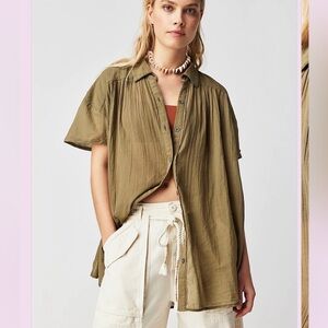 NWOT We The Free Float Away Shirt in Serpent Green - Size XS